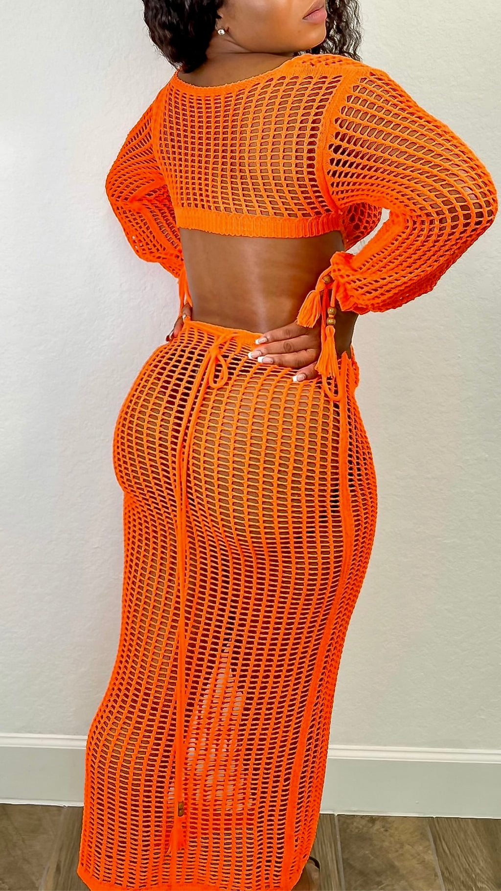 Fun Weekend Crochet Orange Dress